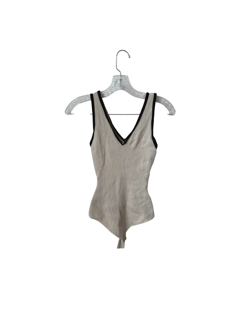 Caroline Constas Sleeveless Bodysuit Lace Trim V-Neck Size Small